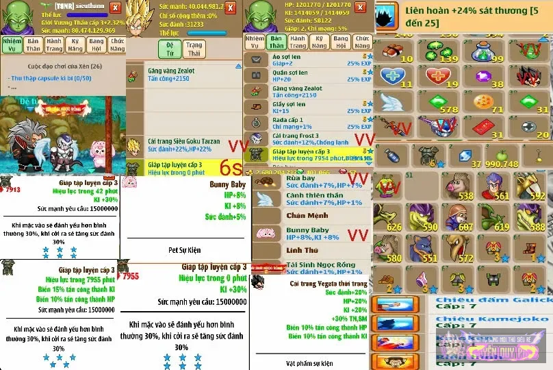 namek full map đồ 4s 5s này kia các thứ ổn giá rẻ trải nghiệm